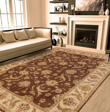 handmade Traditional Kafkaz Chobi Ziegler Brown Tan Hand Knotted RECTANGLE 100% WOOL area rug 9 x 12